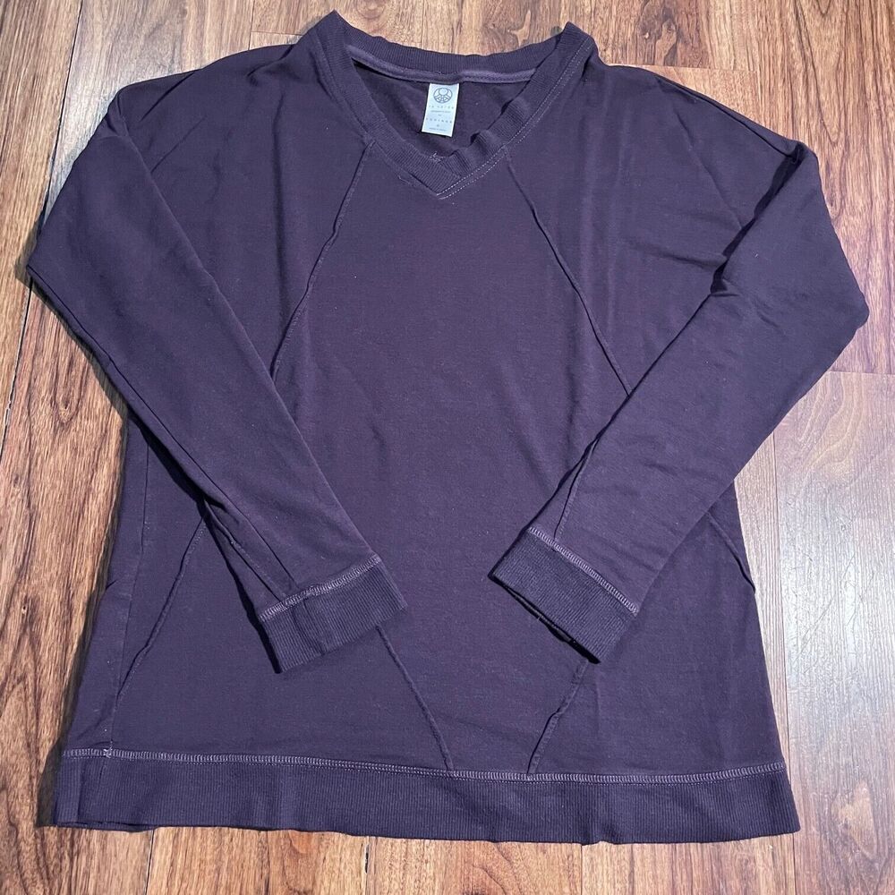 Te Verde Equinox Pullover T-Shirt Purple Long Sleeve V-Neck Casual Women's Small